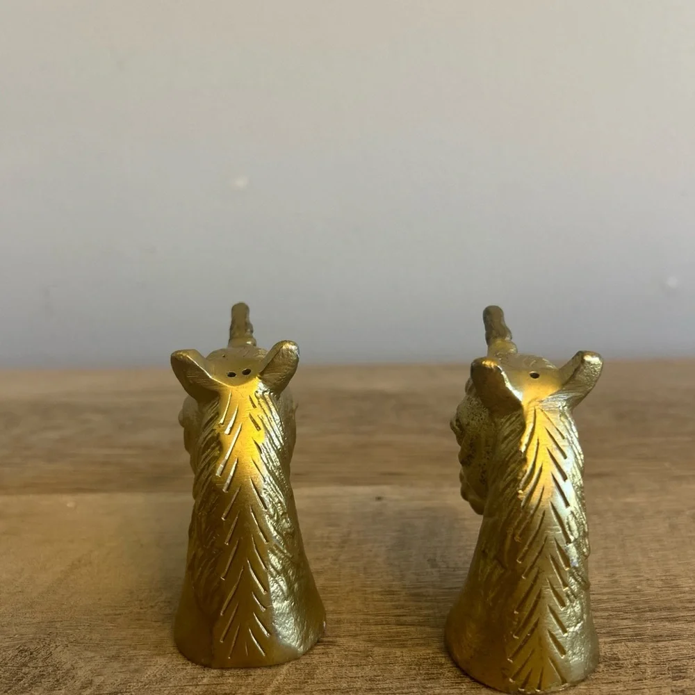 Gold Unicorn Salt and Pepper Shaker‎ Set Metal Thirstystone Unique whimsical